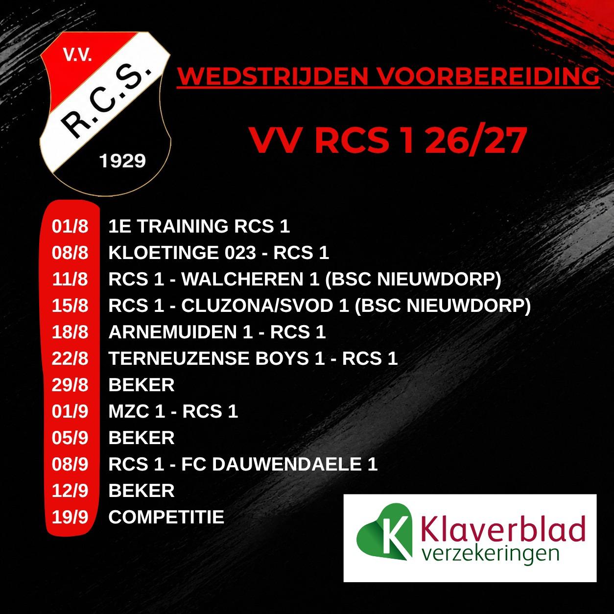 Wedstrijden / voorbereiding RCS 1 2026/2027
